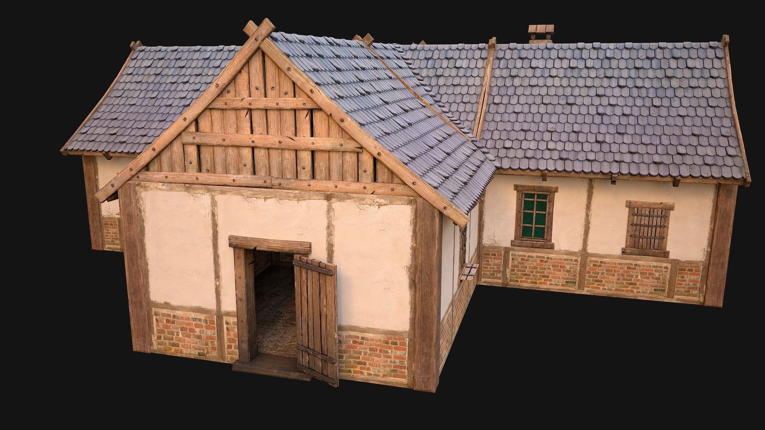 Medieval Town House 4 Low-poly 3D model_23