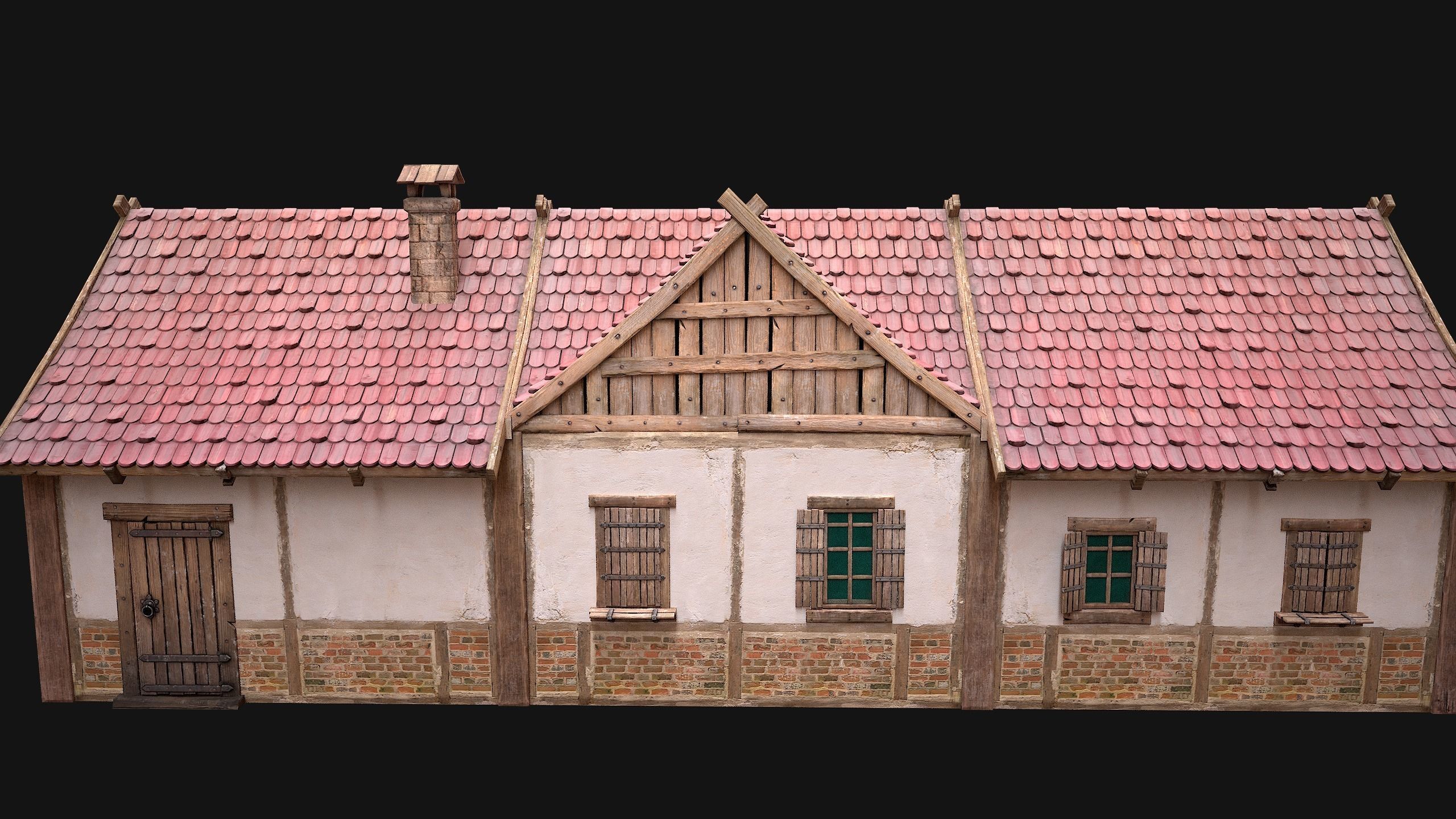 Medieval Town House 4 Low-poly 3D model_8