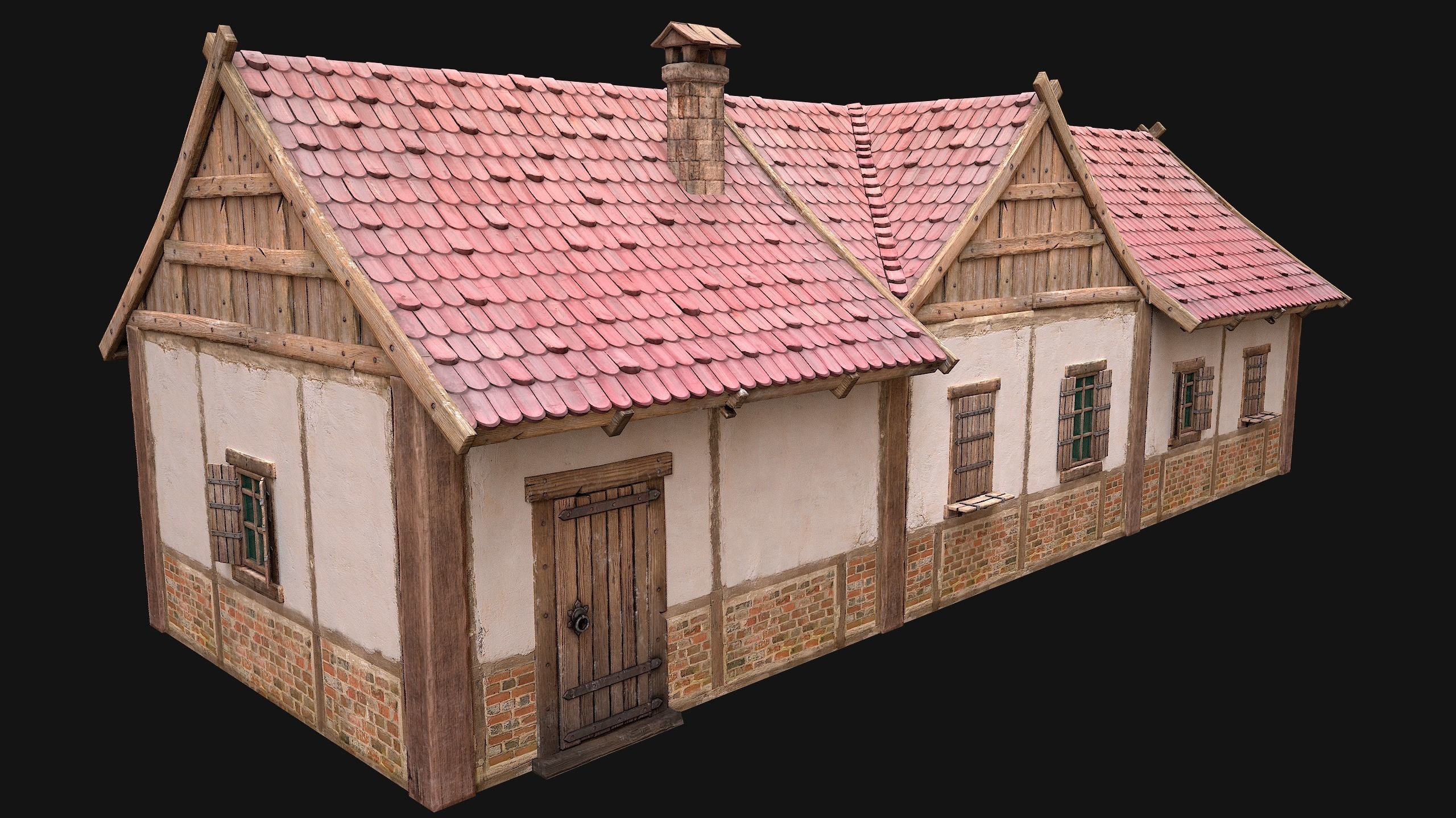 Medieval Town House 4 Low-poly 3D model_9