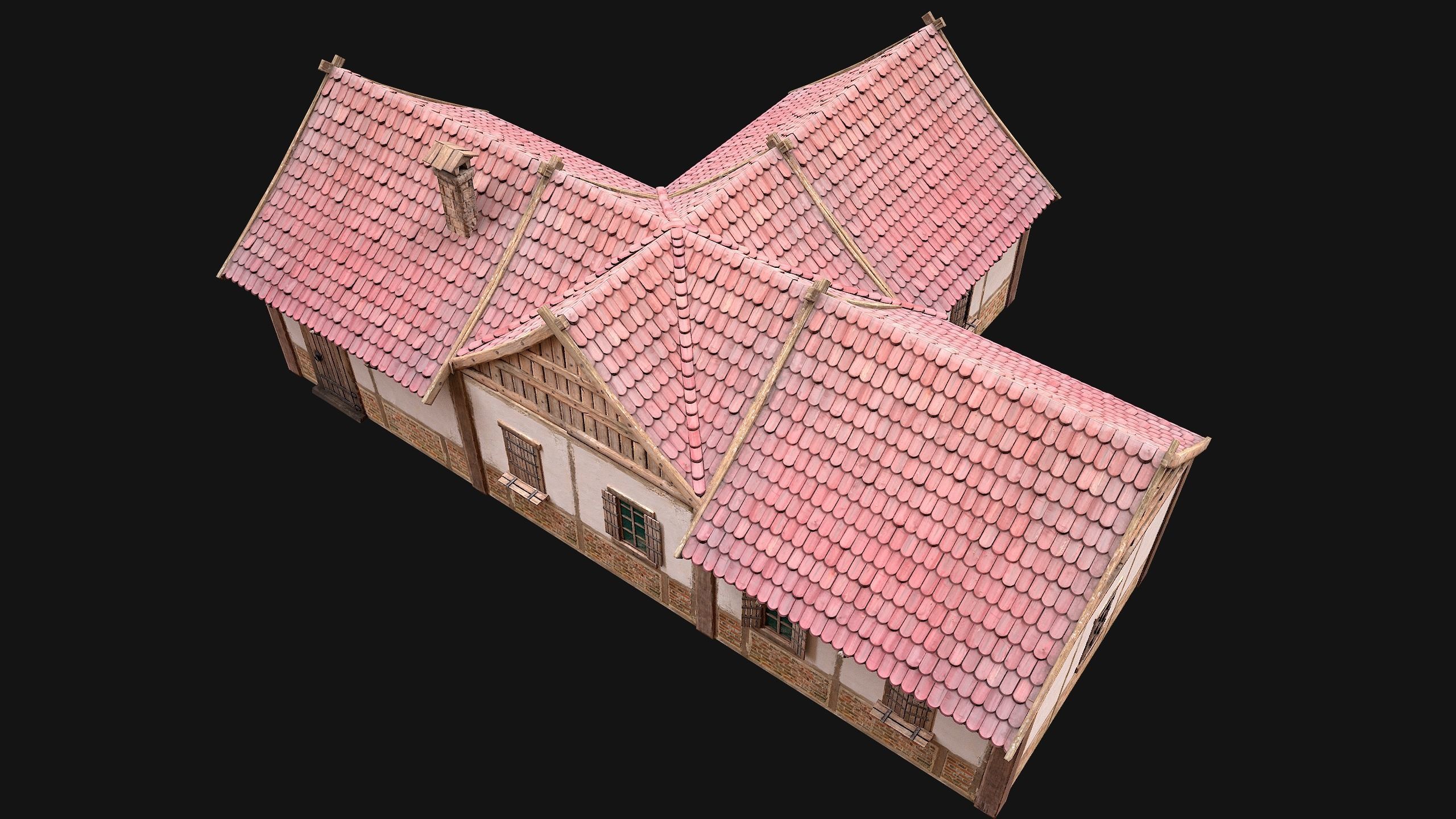 Medieval Town House 4 Low-poly 3D model_6