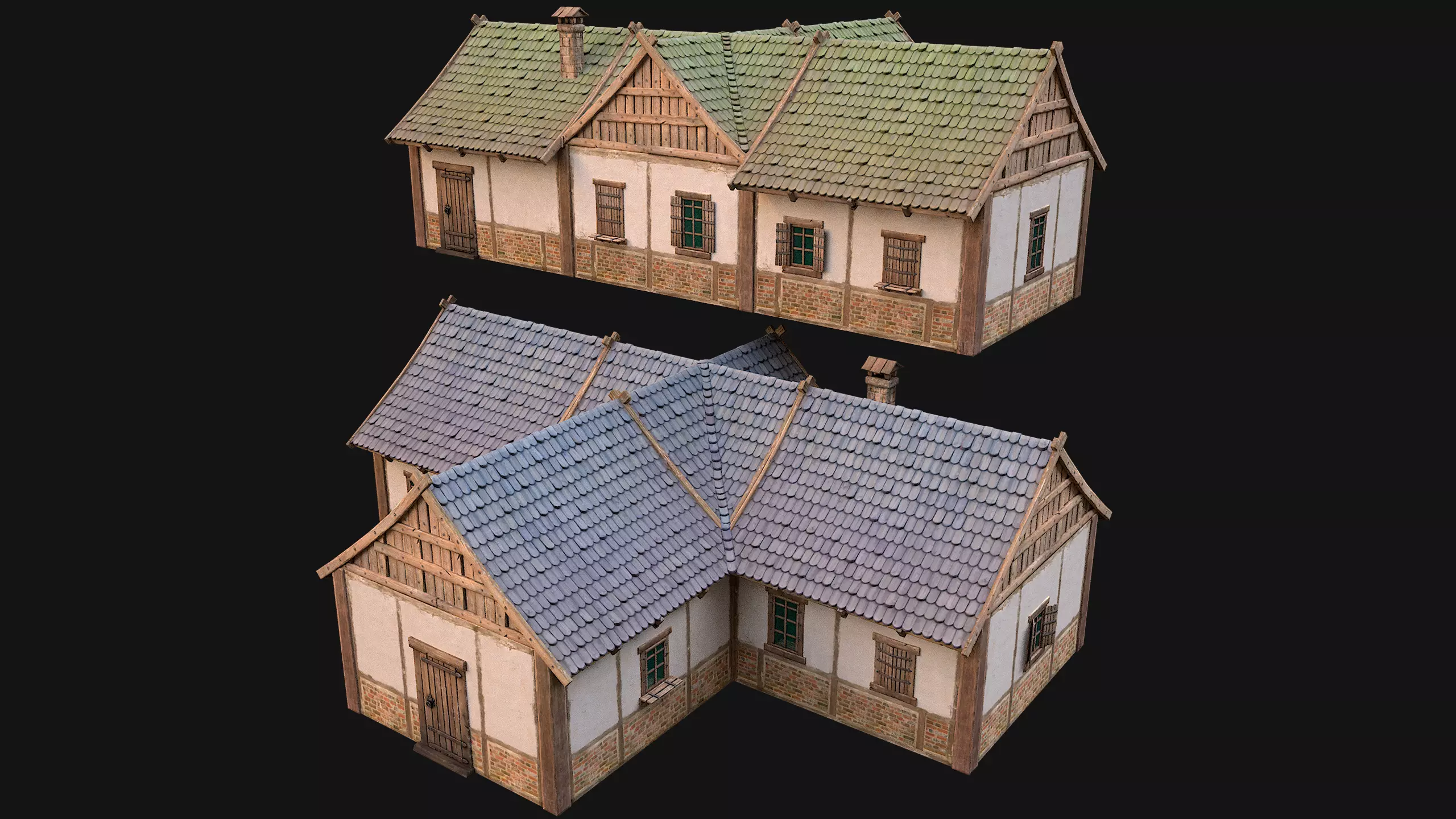 Medieval Town House 4 Low-poly 3D model_0