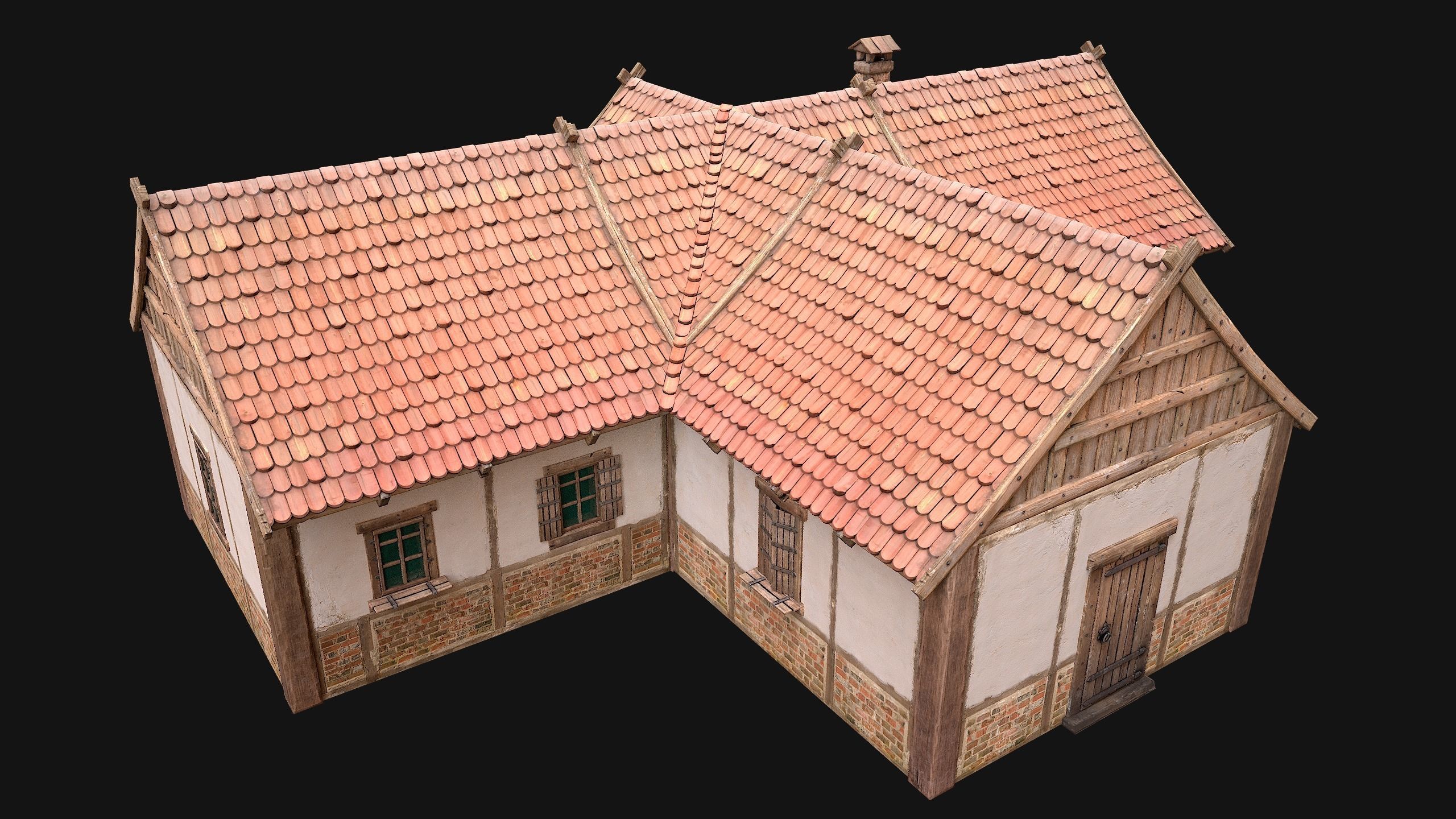 Medieval Town House 4 Low-poly 3D model_33