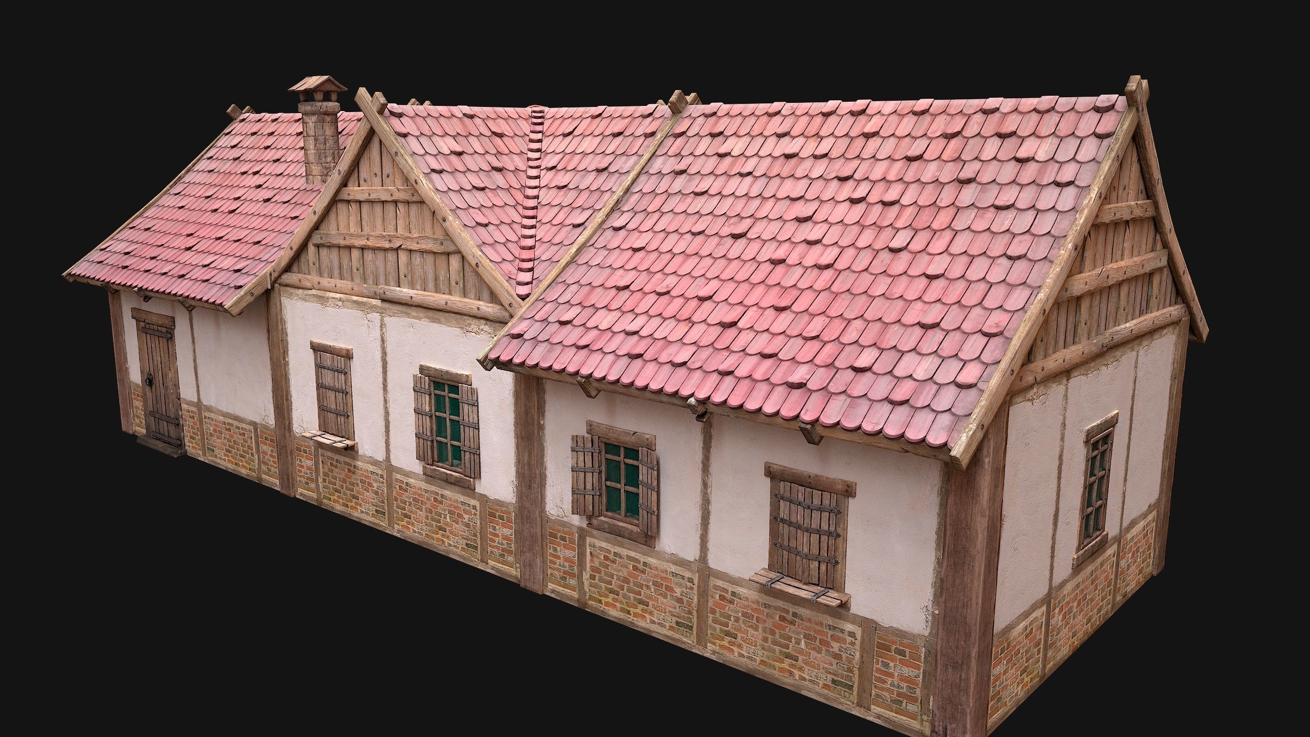 Medieval Town House 4 Low-poly 3D model_5
