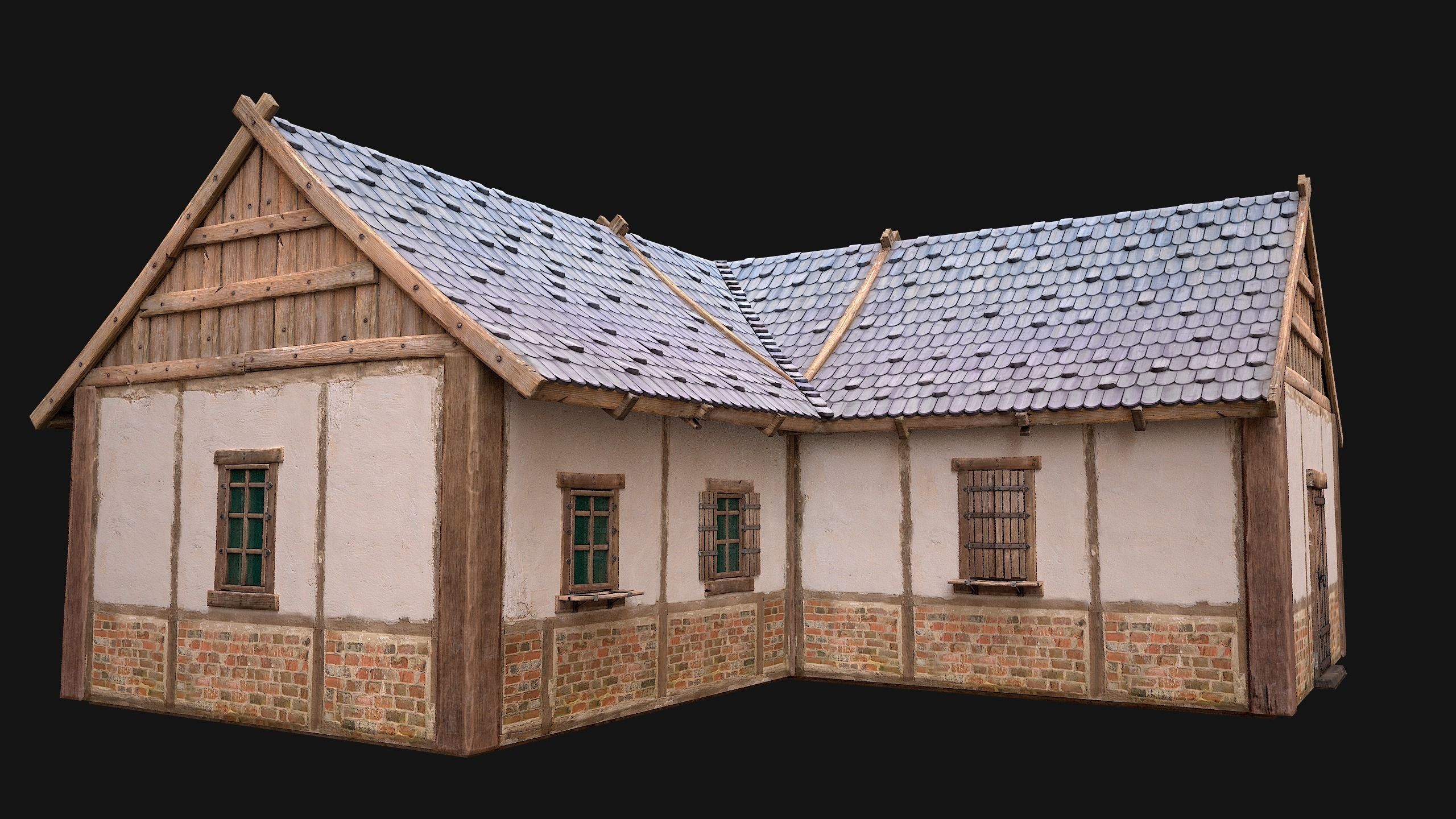 Medieval Town House 4 Low-poly 3D model_34