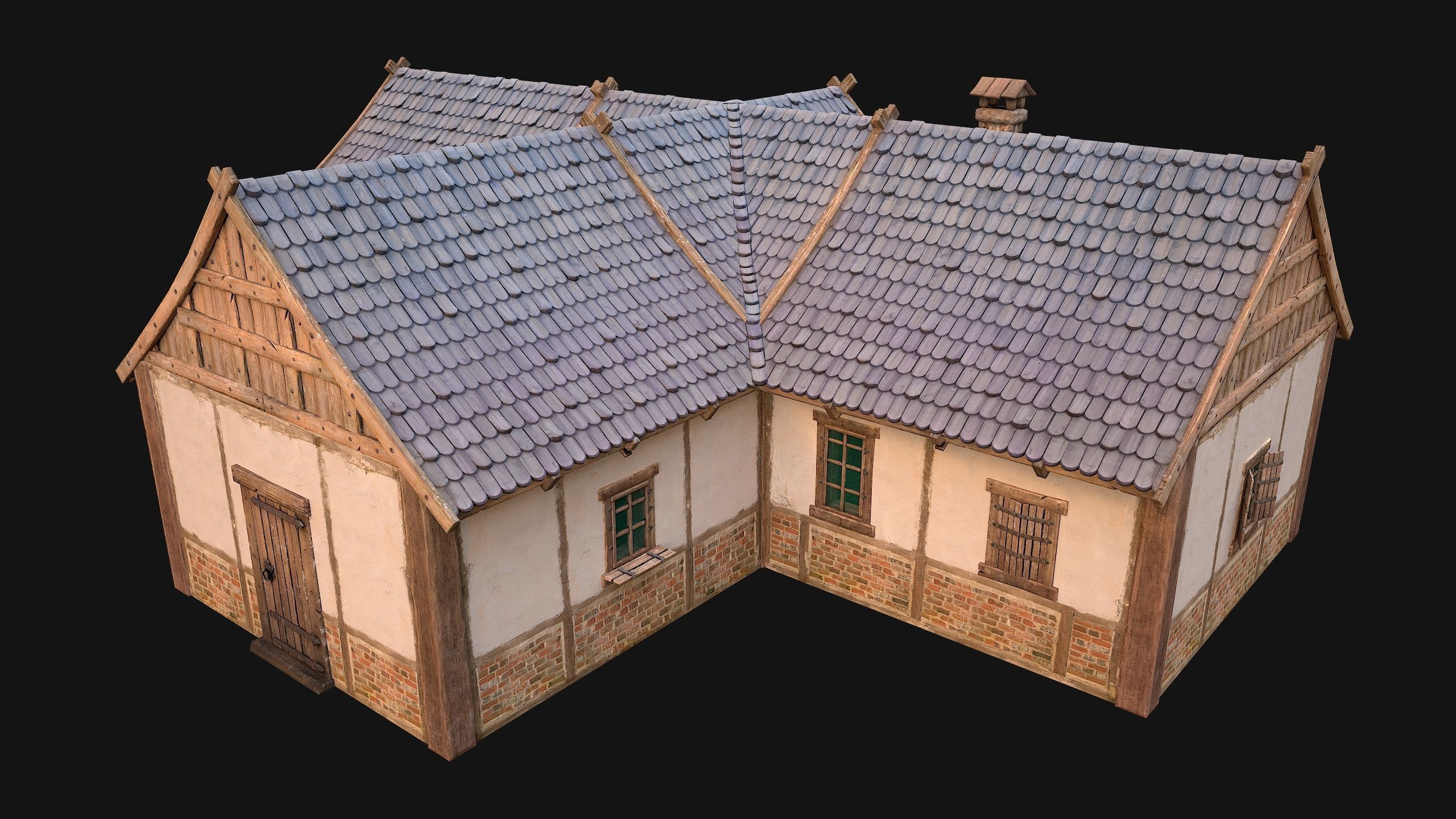 Medieval Town House 4 Low-poly 3D model_24