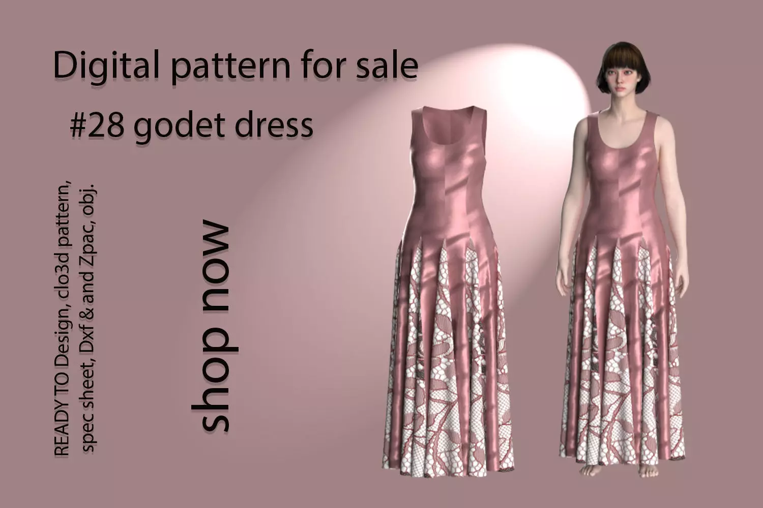 28 godet dress pattern 3D print model_0