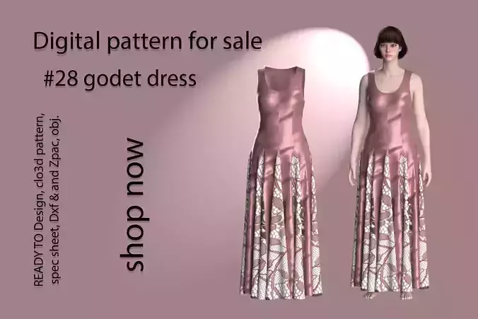 28 godet dress pattern 3D print model