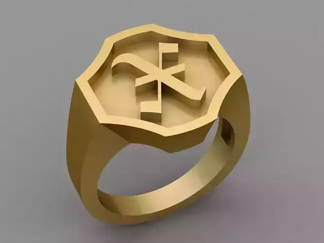 X Letter Classy Solid 14K Gold Name Initial Signet Ring Mens