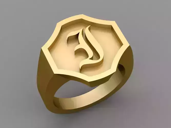 I Letter Classy Solid 14K Gold Name Initial Signet Ring Mens