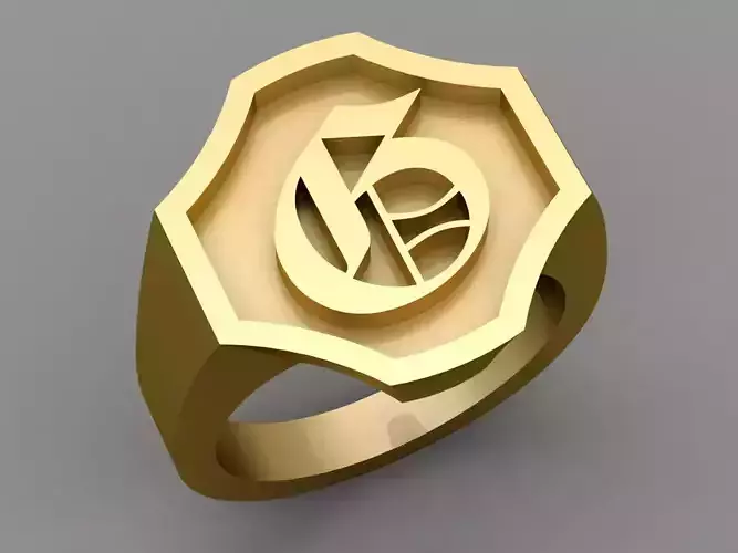 G Letter Classy Solid 14K Gold Name Initial Signet Ring Mens