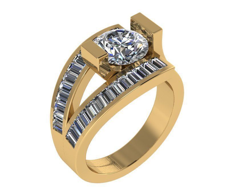 Round Diamond Ring 1203 3D print model_1
