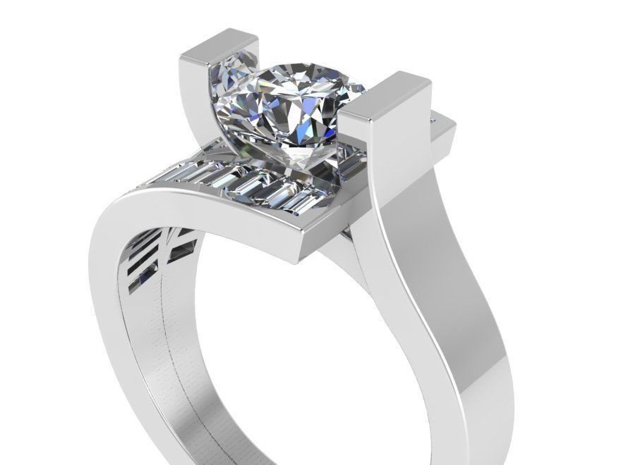 Round Diamond Ring 1203 3D print model_2