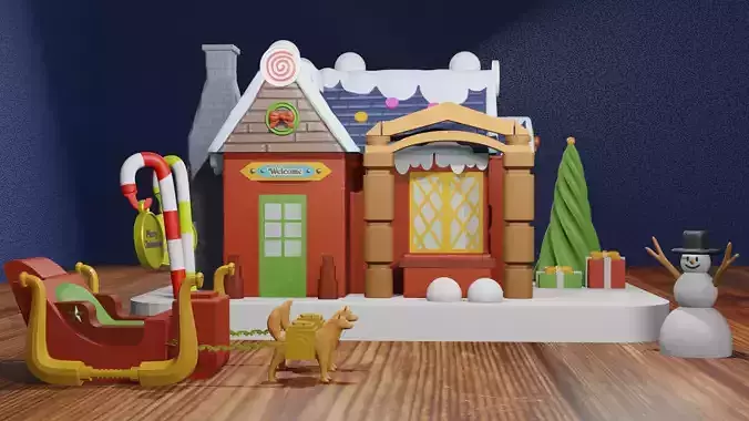 Christmas House 3D or Candy Shop For 3D Printing 3D print model