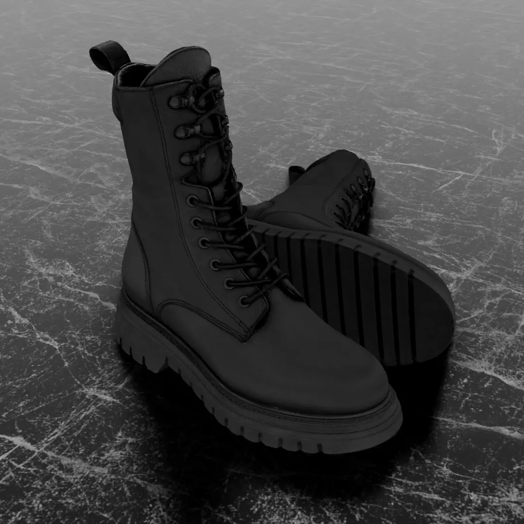 GREYDER 3D BOOTS - BLACK - HIGH Low-poly 3D model_0