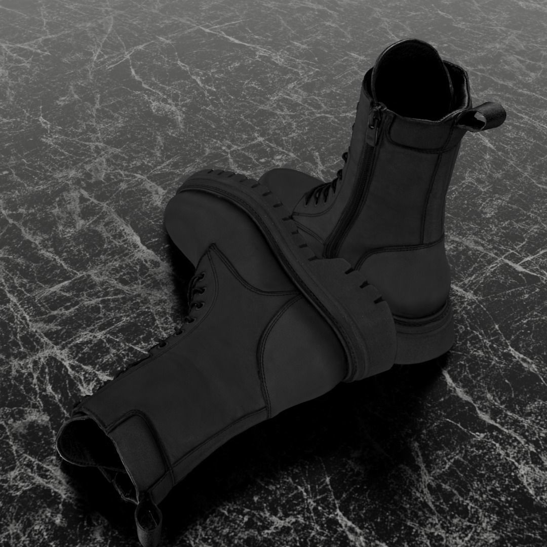 GREYDER 3D BOOTS - BLACK - HIGH Low-poly 3D model_6