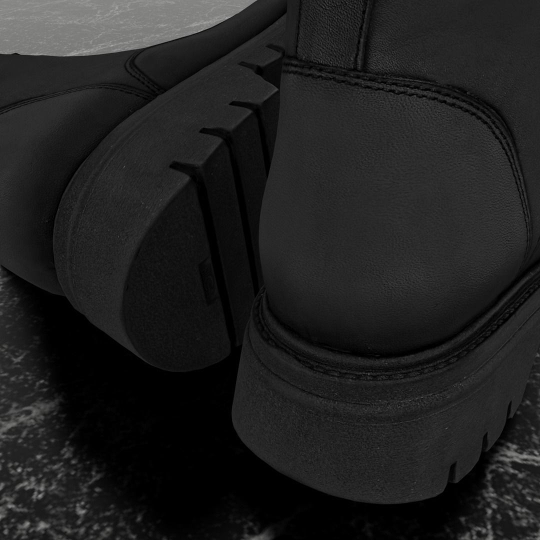 GREYDER 3D BOOTS - BLACK - HIGH Low-poly 3D model_9