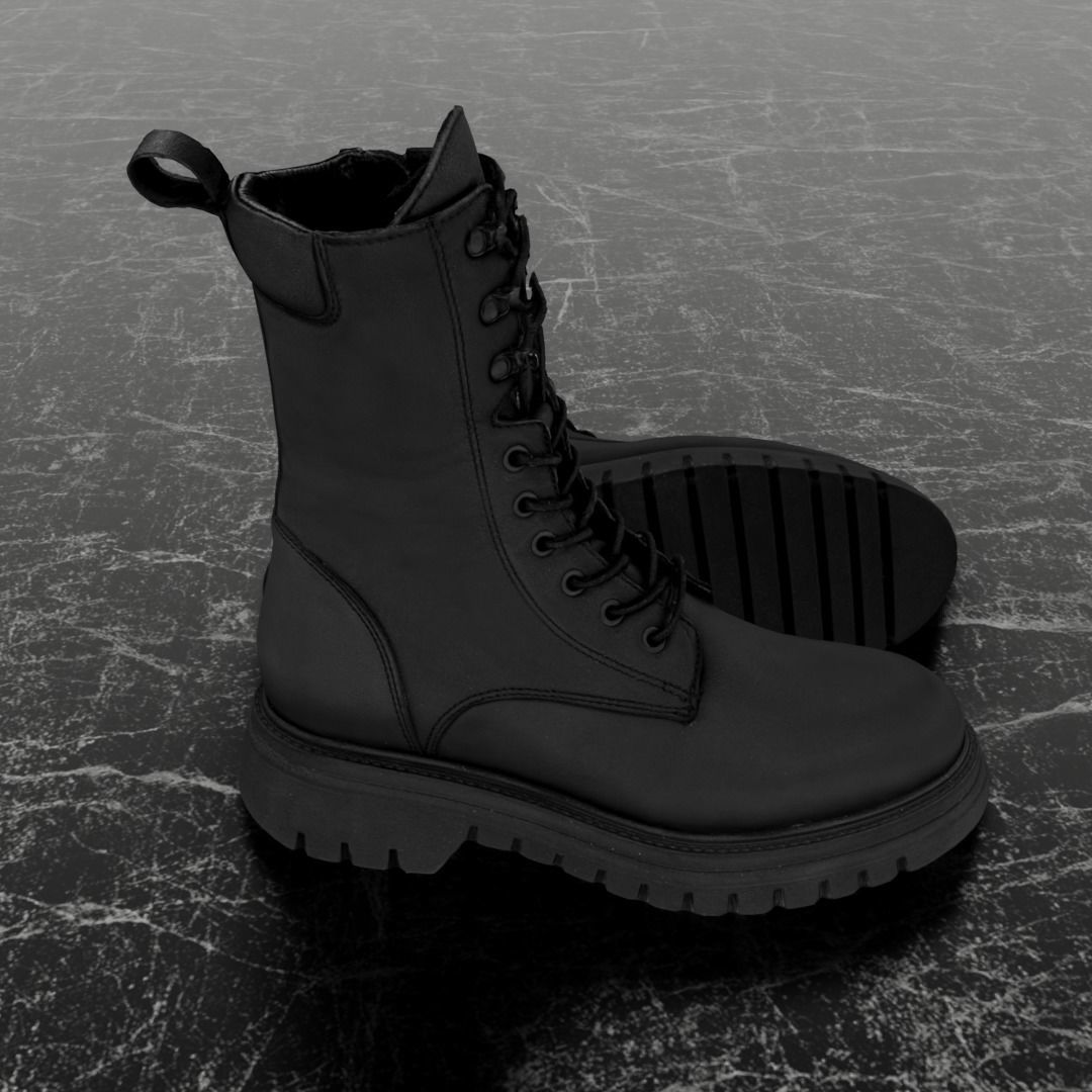 GREYDER 3D BOOTS - BLACK - HIGH Low-poly 3D model_4