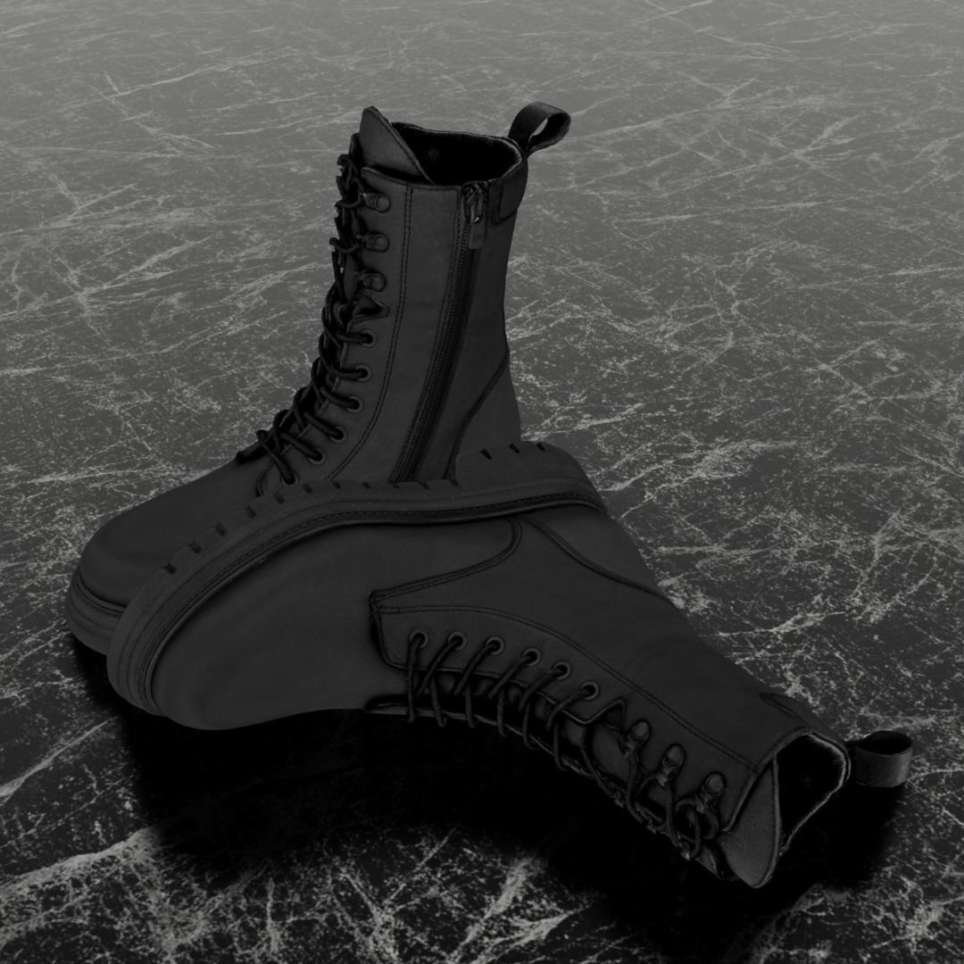 GREYDER 3D BOOTS - BLACK - HIGH Low-poly 3D model_1