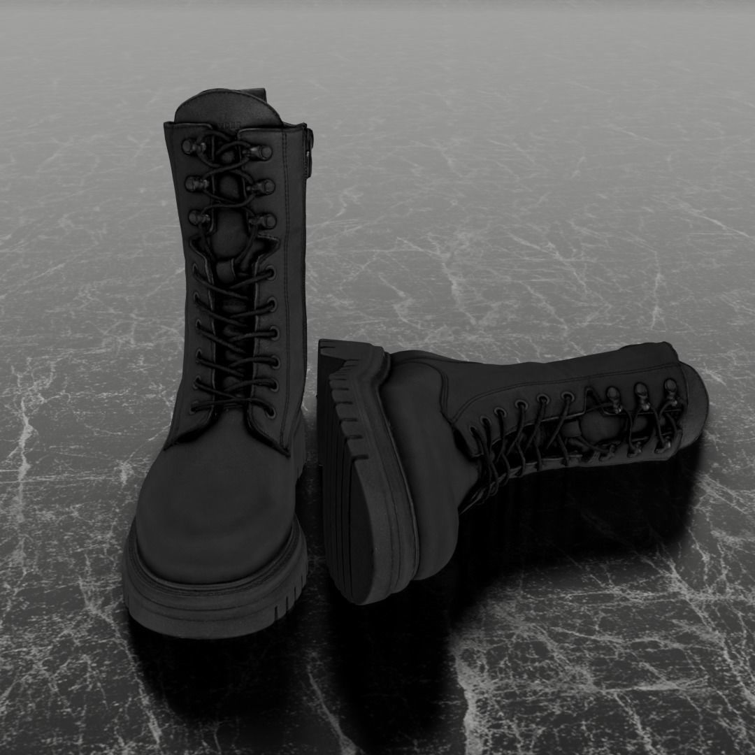 GREYDER 3D BOOTS - BLACK - HIGH Low-poly 3D model_2