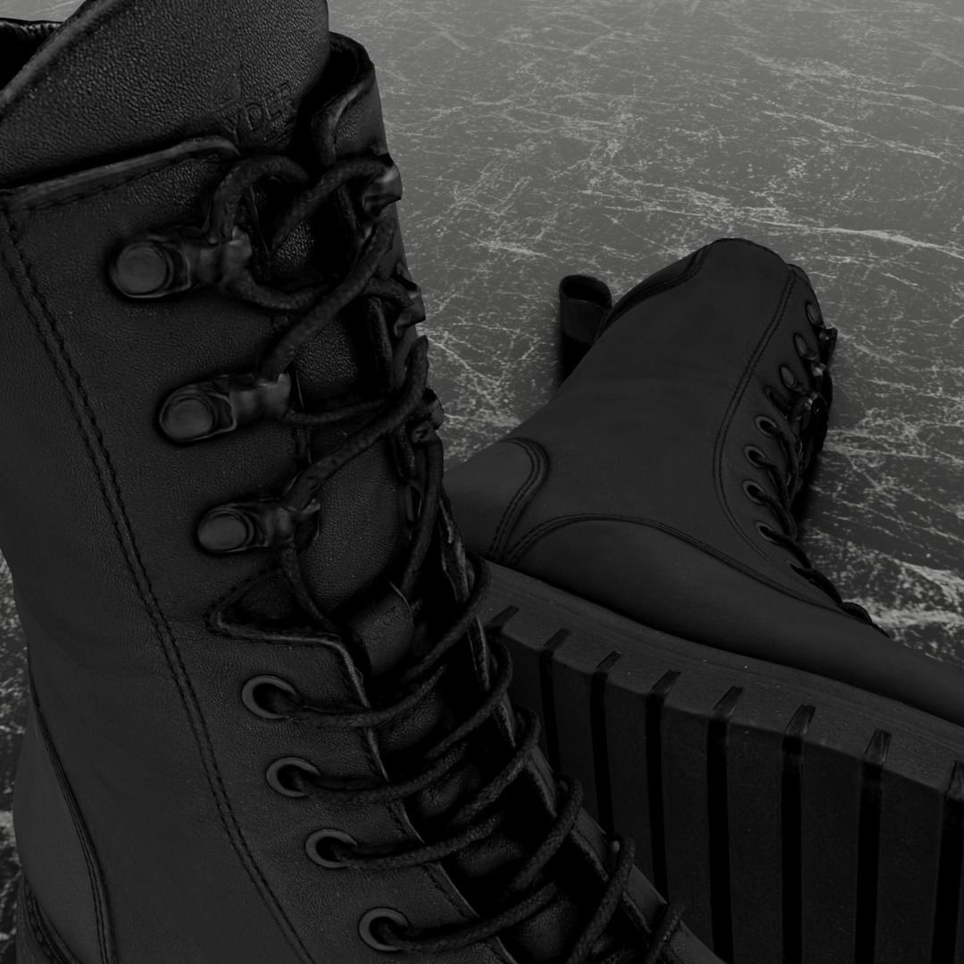 GREYDER 3D BOOTS - BLACK - HIGH Low-poly 3D model_11