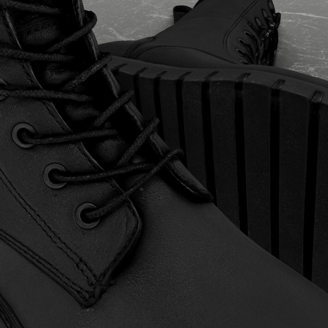 GREYDER 3D BOOTS - BLACK - HIGH Low-poly 3D model_10