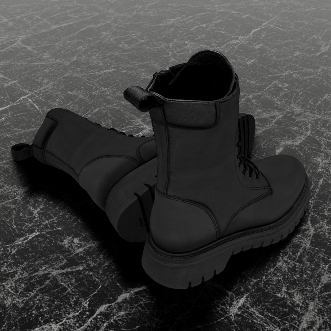 GREYDER 3D BOOTS - BLACK - HIGH Low-poly 3D model_5