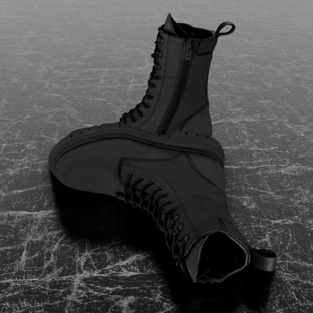 GREYDER 3D BOOTS - BLACK - HIGH Low-poly 3D model_7