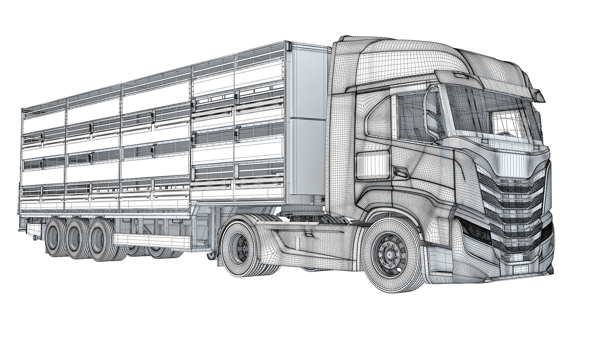 Animal Transporter Truck and Trailer 3D model_19