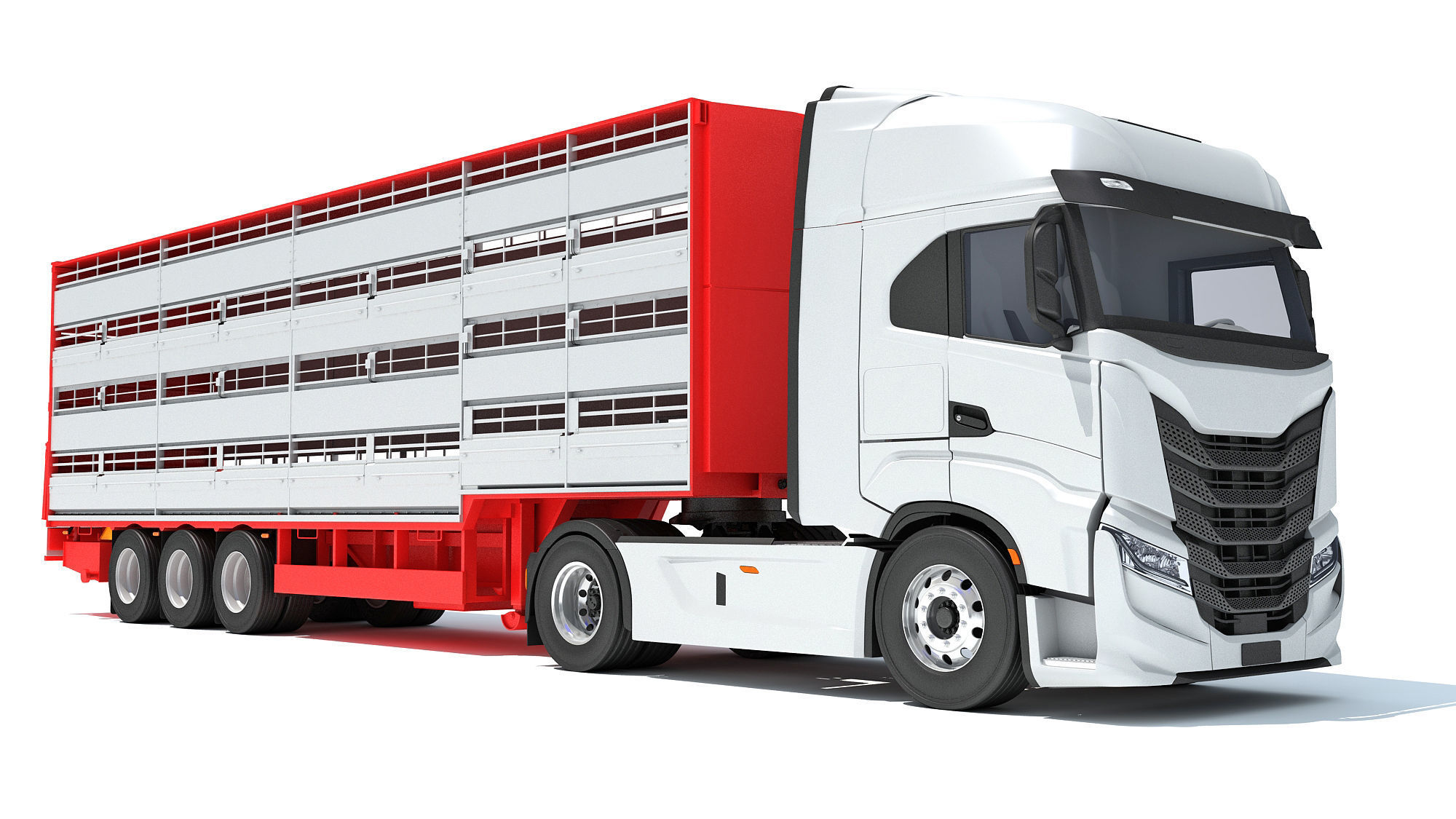 Animal Transporter Truck and Trailer 3D model_9