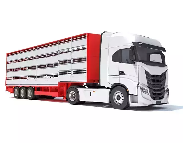 Animal Transporter Truck and Trailer 3D model