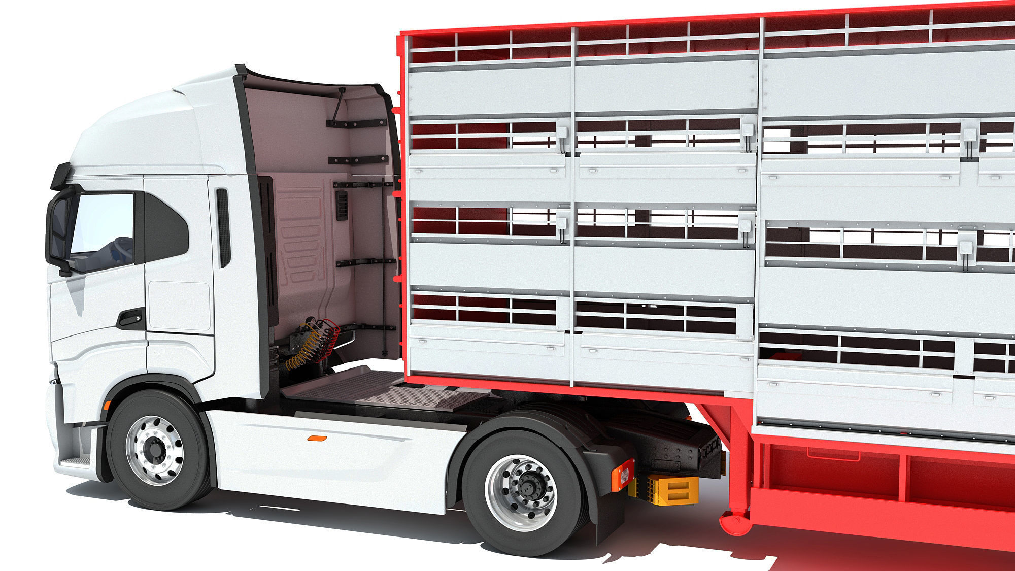 Animal Transporter Truck and Trailer 3D model_13