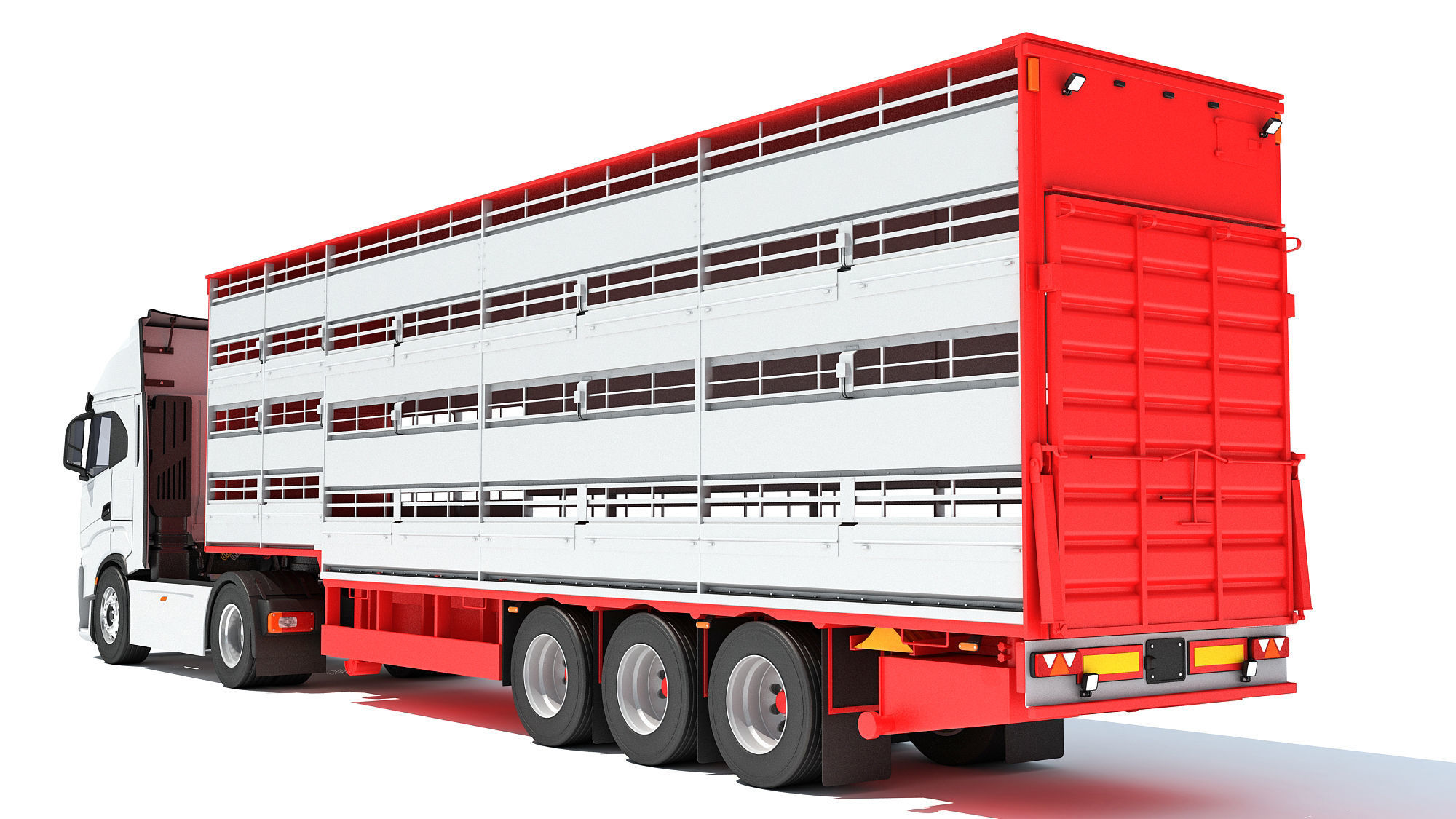 Animal Transporter Truck and Trailer 3D model_4