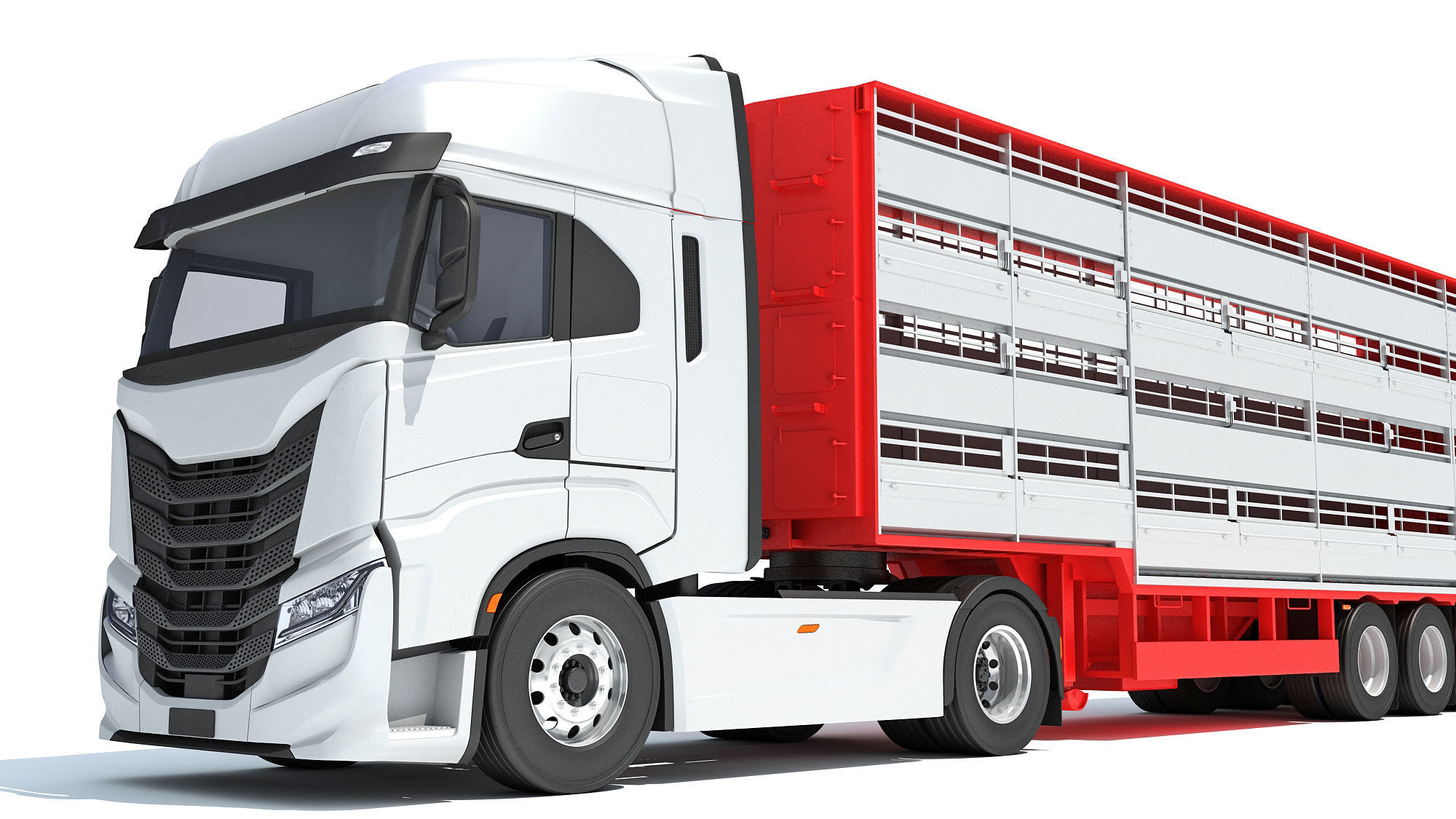 Animal Transporter Truck and Trailer 3D model_12