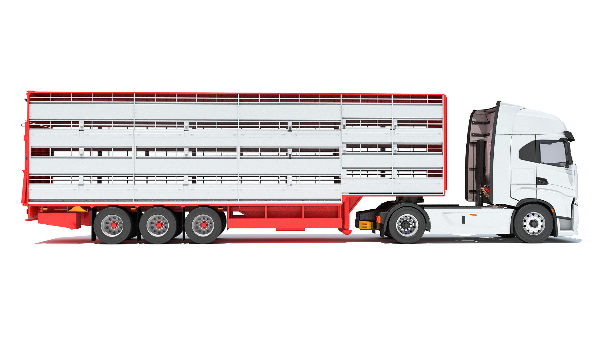 Animal Transporter Truck and Trailer 3D model_6