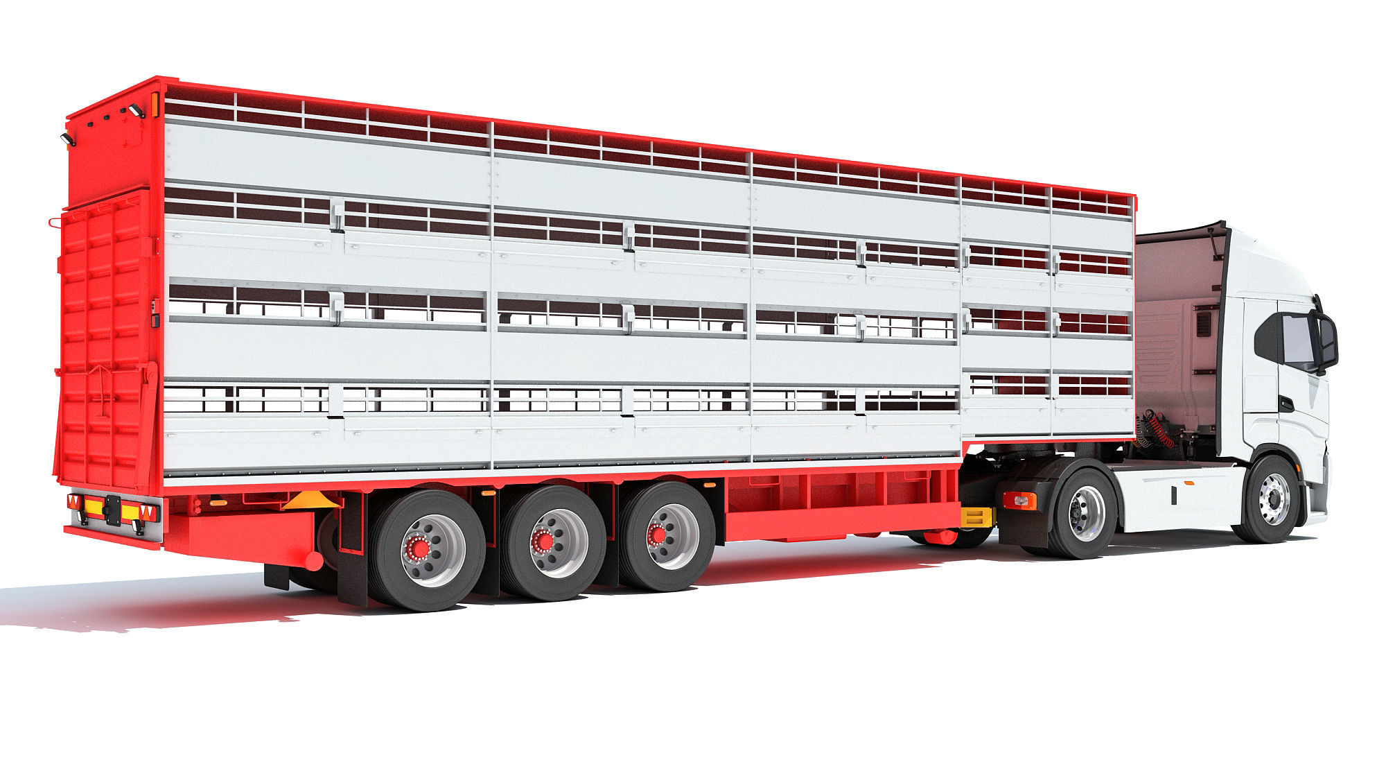 Animal Transporter Truck and Trailer 3D model_5