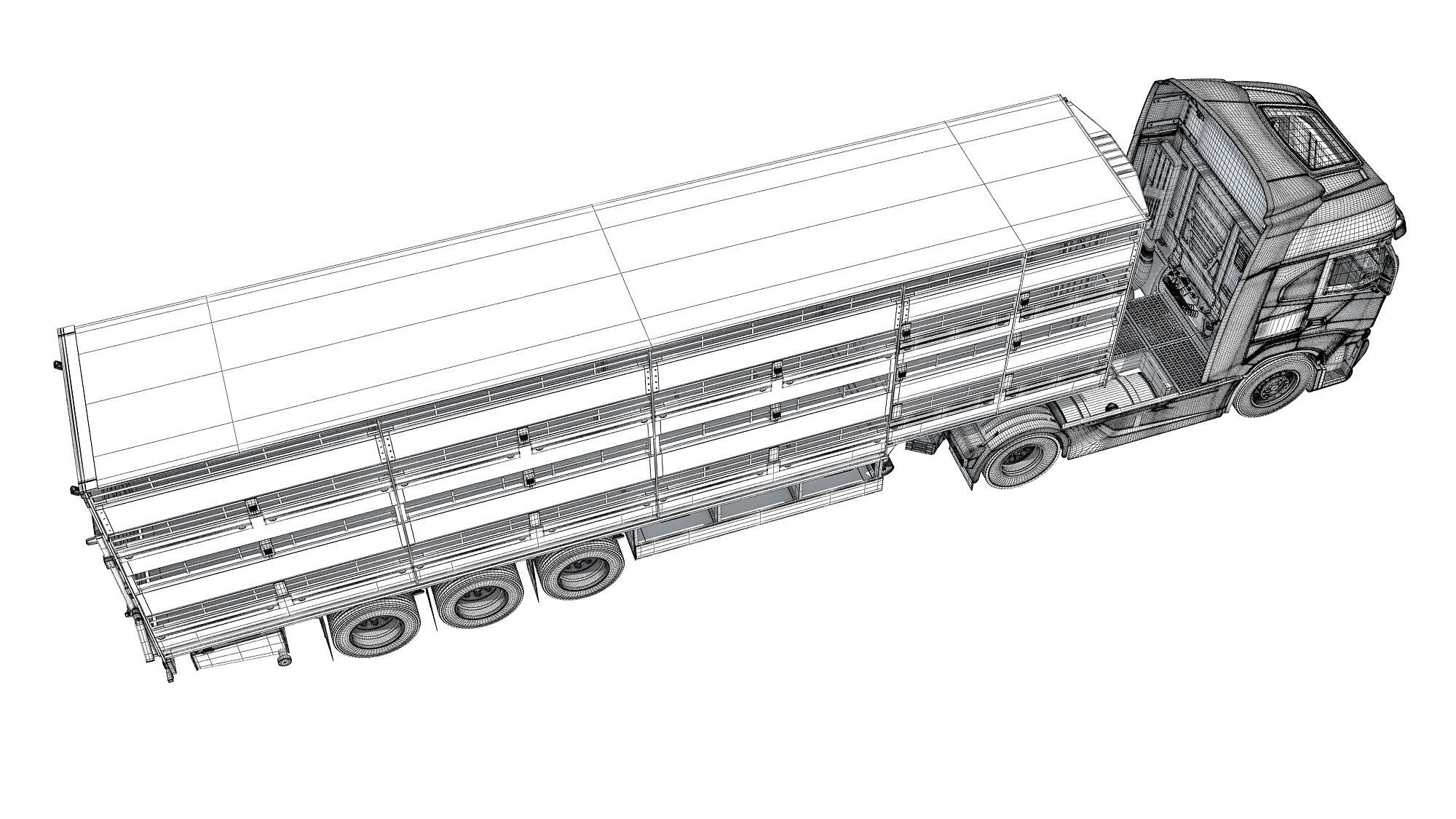 Animal Transporter Truck and Trailer 3D model_18