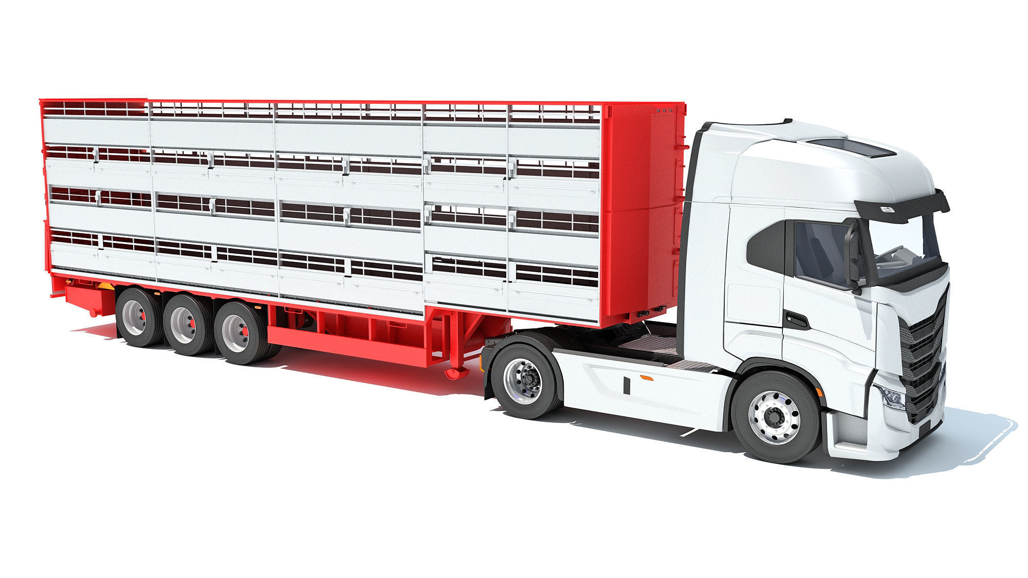 Animal Transporter Truck and Trailer 3D model_8