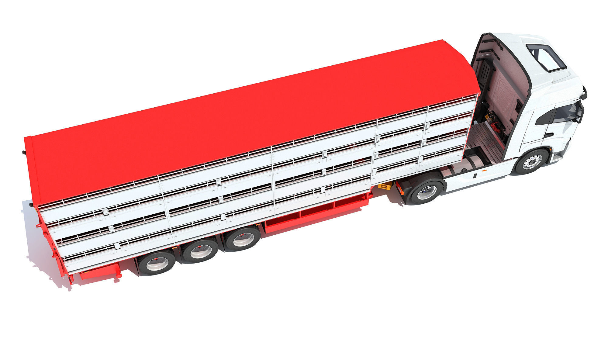 Animal Transporter Truck and Trailer 3D model_7