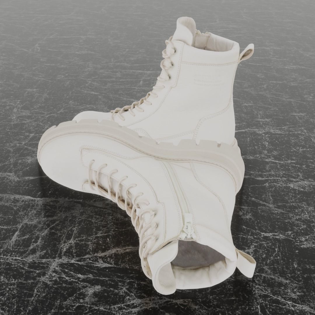 GREYDER 3D BOOTS - WHITE - HIGH Low-poly 3D model_7