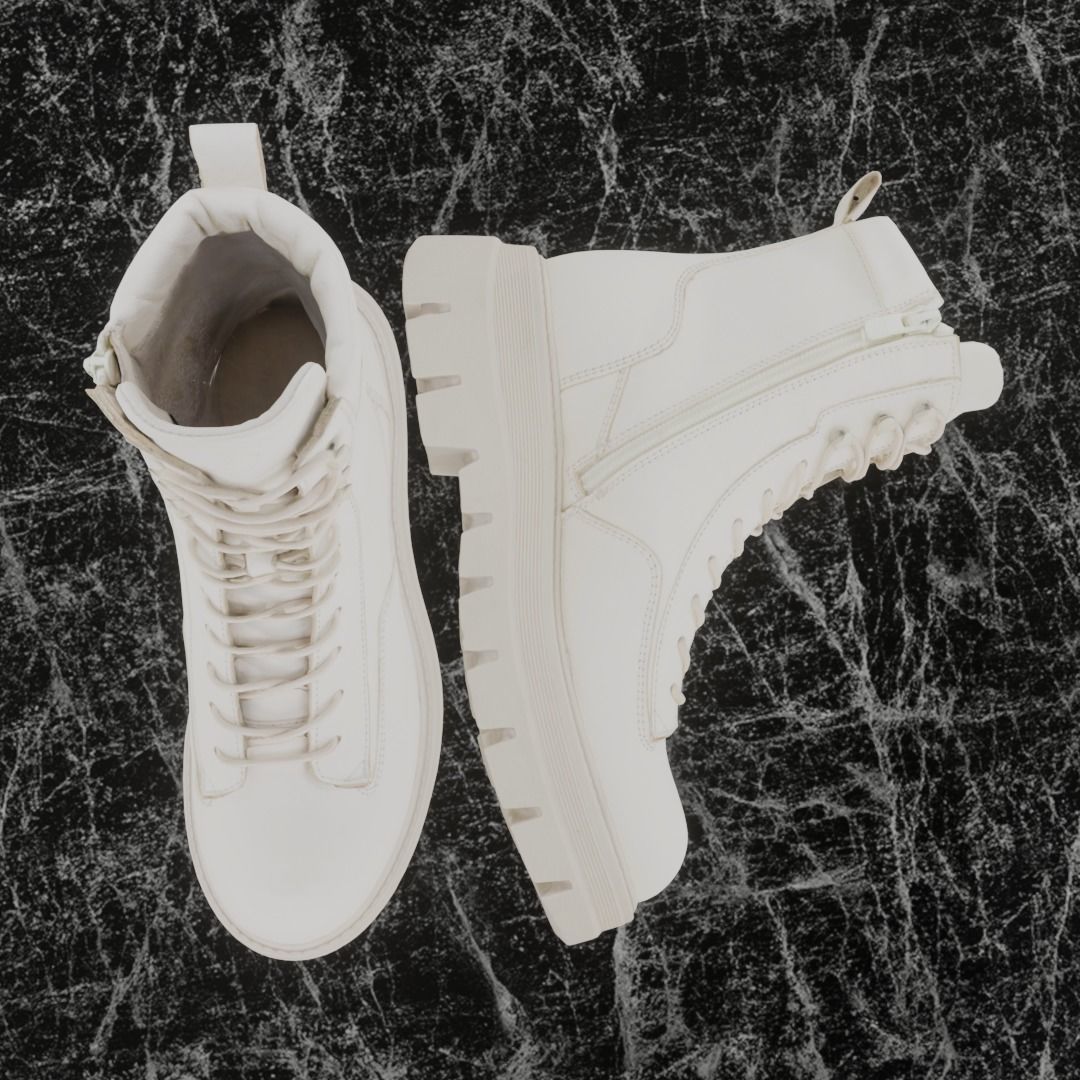 GREYDER 3D BOOTS - WHITE - HIGH Low-poly 3D model_3