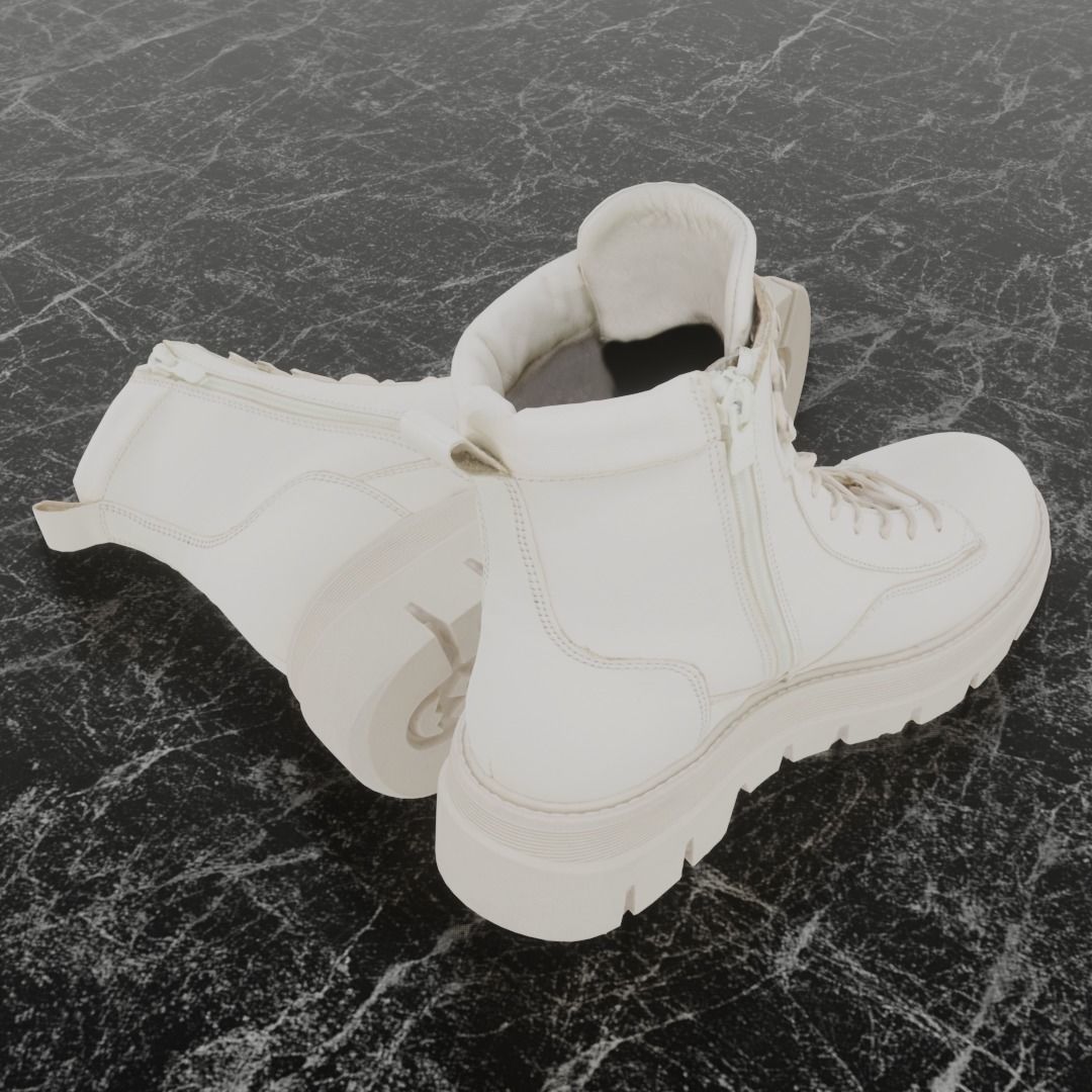 GREYDER 3D BOOTS - WHITE - HIGH Low-poly 3D model_5