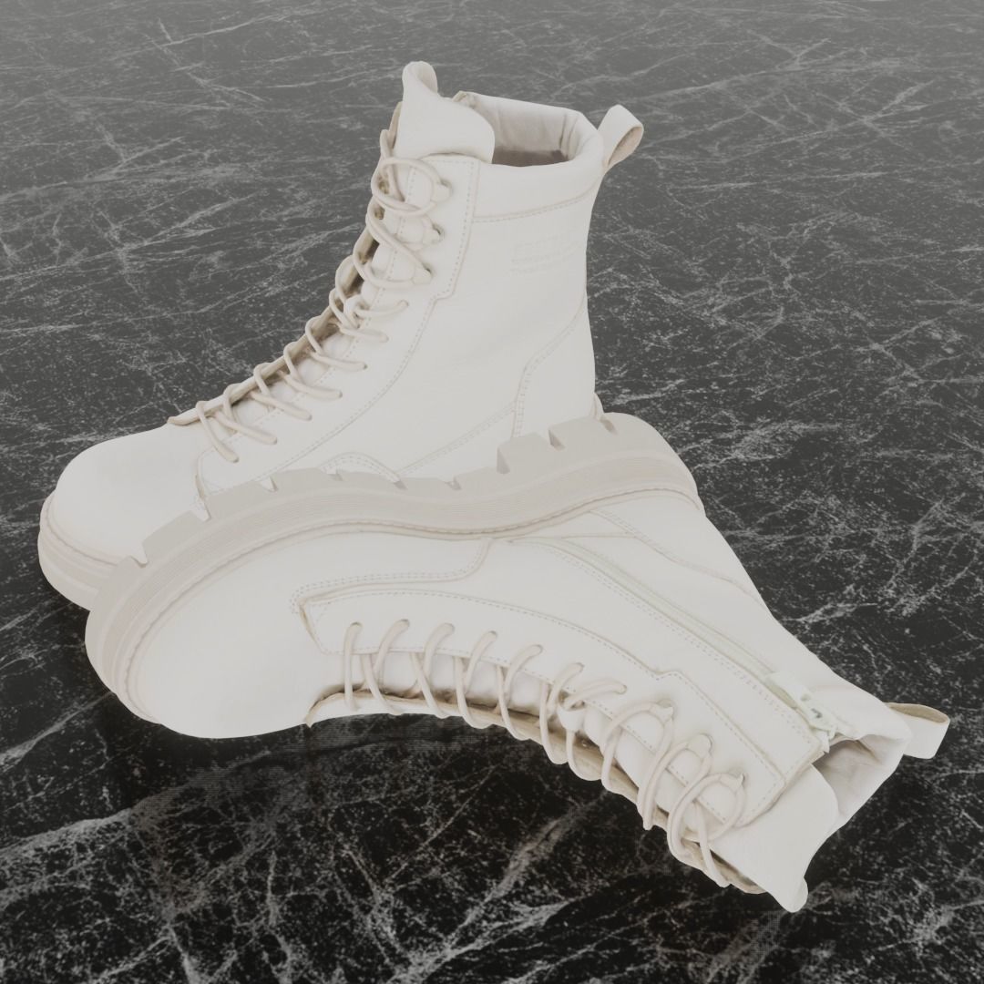 GREYDER 3D BOOTS - WHITE - HIGH Low-poly 3D model_1