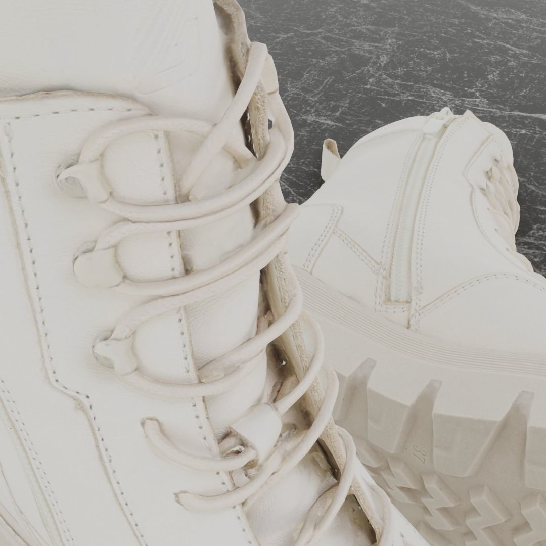 GREYDER 3D BOOTS - WHITE - HIGH Low-poly 3D model_10