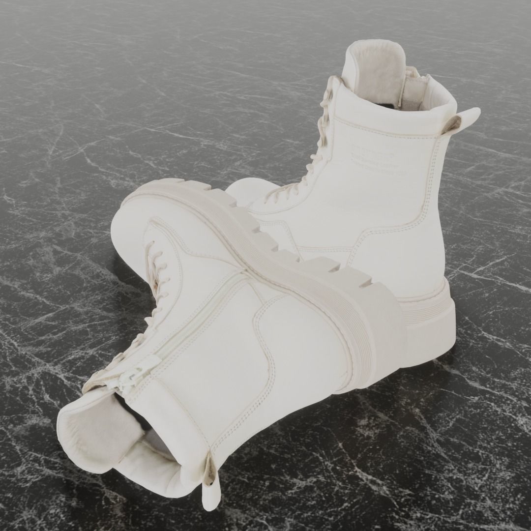 GREYDER 3D BOOTS - WHITE - HIGH Low-poly 3D model_6
