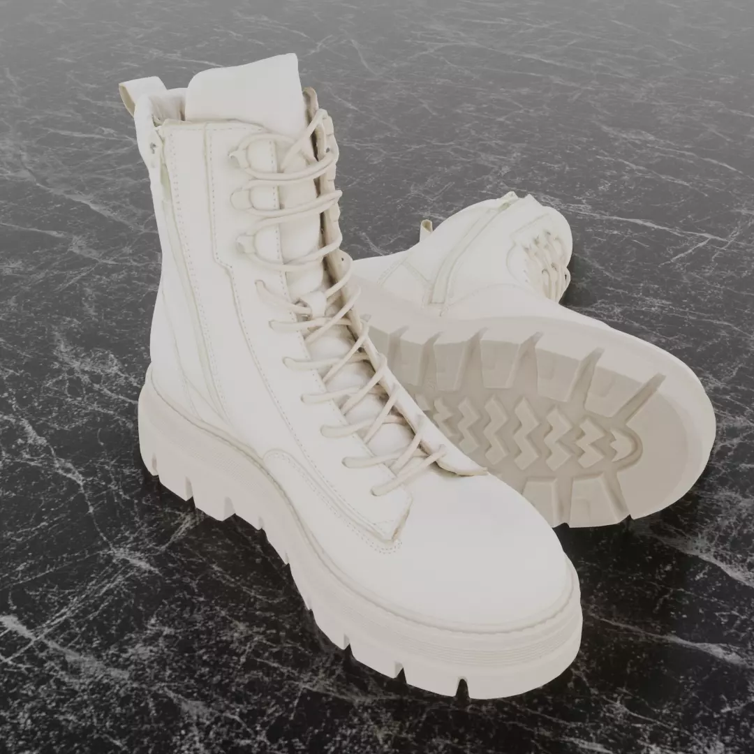 GREYDER 3D BOOTS - WHITE - HIGH Low-poly 3D model_0