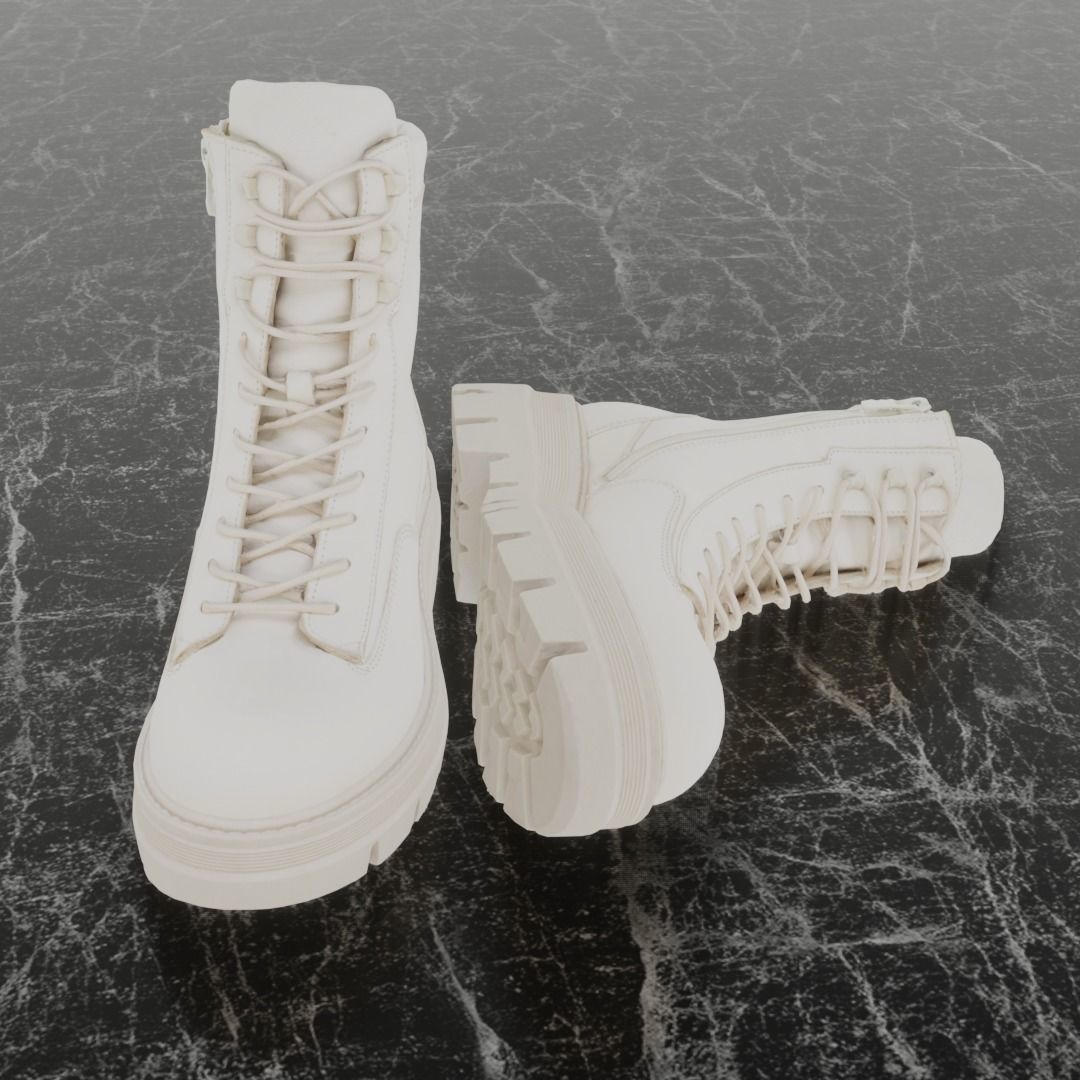 GREYDER 3D BOOTS - WHITE - HIGH Low-poly 3D model_2