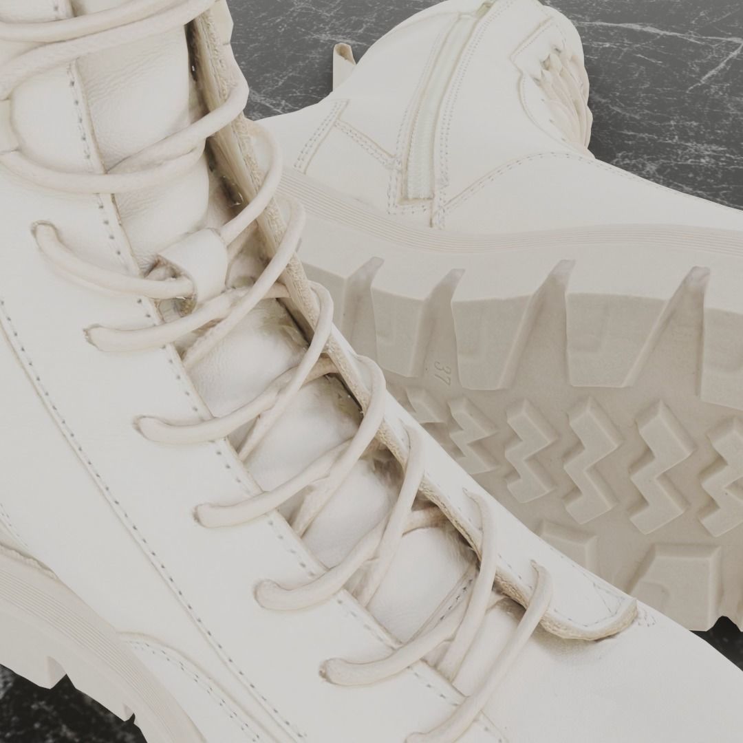 GREYDER 3D BOOTS - WHITE - HIGH Low-poly 3D model_9