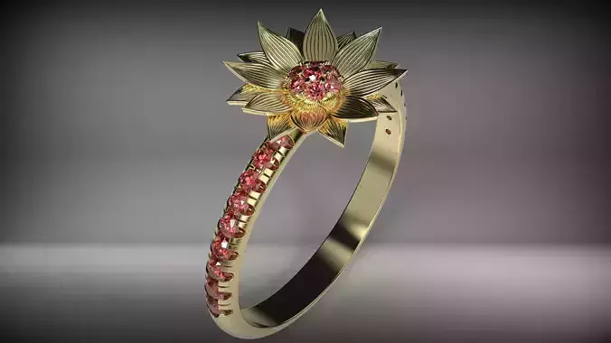 Diamond ring with a flower on top