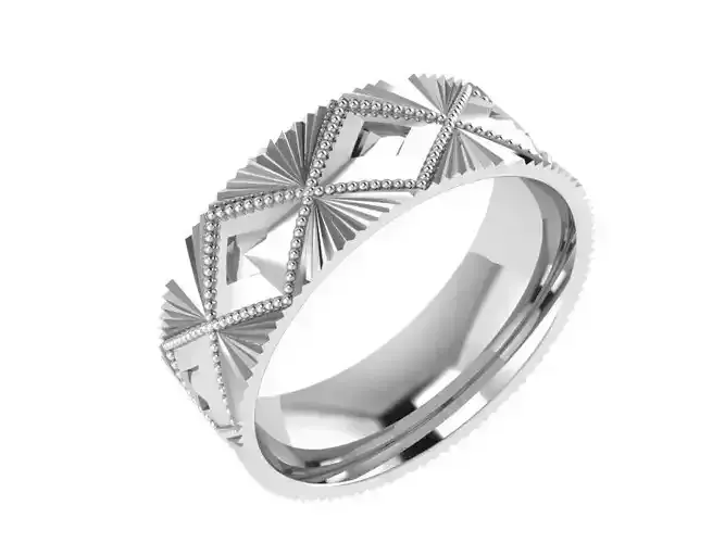 Rhombus Milgrain Band Ring 1229