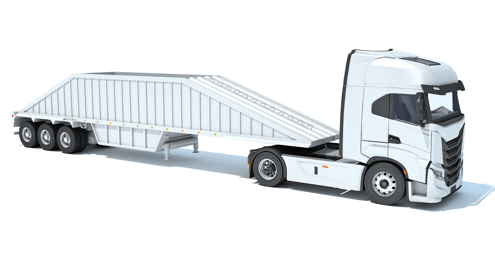 Heavy Truck with Bottom Dump Trailer 3D model_8